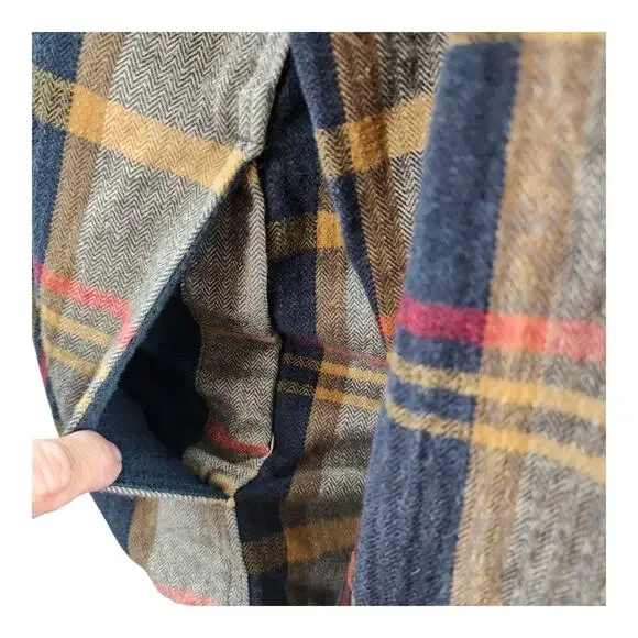 Orvis Shacket XL Men Brown Plaid Flannel Cotton Button Front Outdoor Camp Cabin - Picture 9 of 16